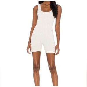 WeWoreWhat Revolve Ribbed Circular Knit Bodysuit Playsuit Romper Off White M NWT